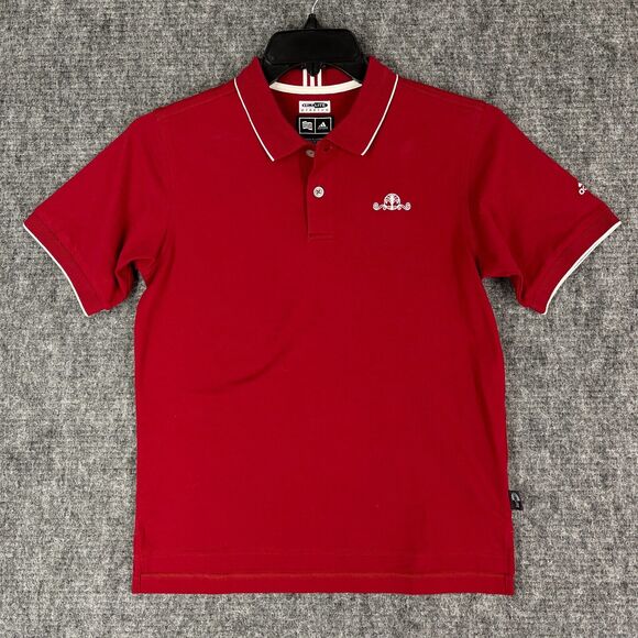 Adidas Shirt Mens Medium Red Polo Rugby Short-Sleeve Golf Club Climalite Stretch - Picture 1 of 11